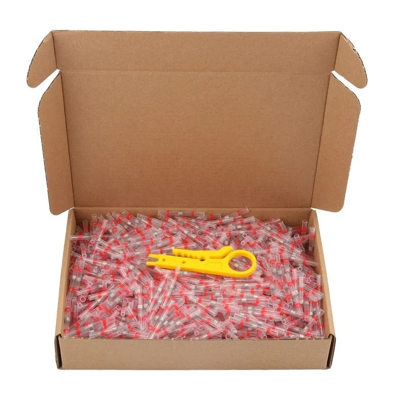 100pcs Heat Shrink Butt Splice Connectors Wire Connector Heat Sleeve Tube Electrical Splice Solder Cable Heat Shrink with Solder