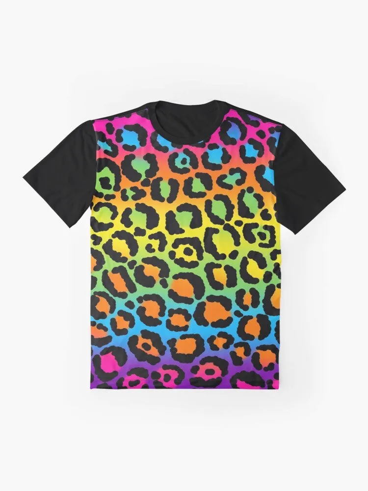 1997 Neon Rainbow Leopard Print Graphic T-Shirt