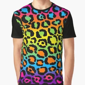1997 Neon Rainbow Leopard Print Graphic T-Shirt