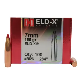 7mm Bullets - ELD-X, (.284 Diameter), 150 Grains, Boat Tail, Per 100