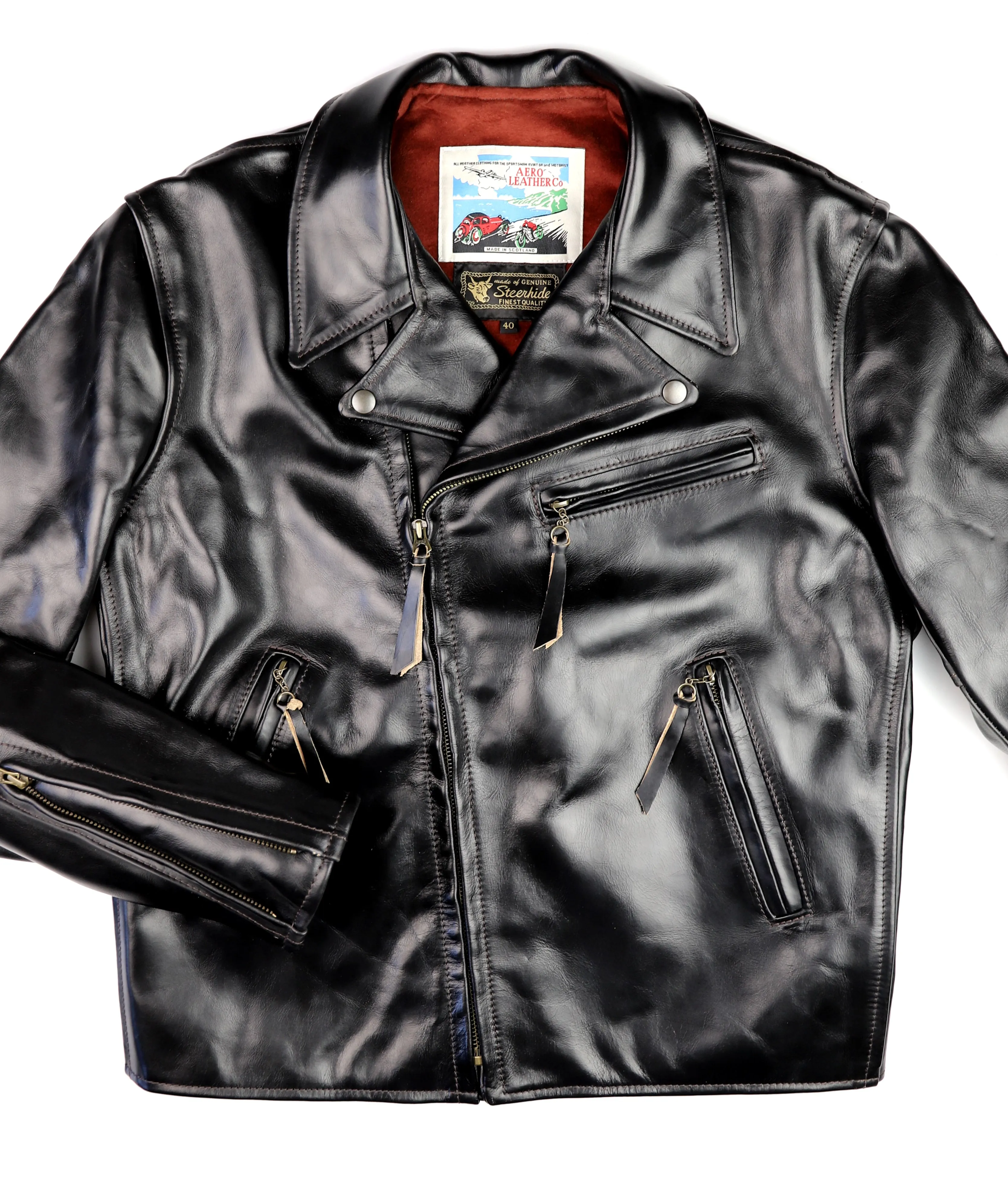 Aero Three-Pocket Ridley, size 40, Black CXL Steerhide