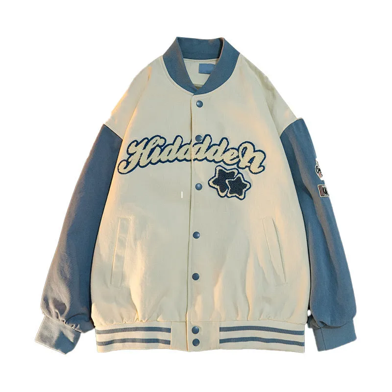 Alaska Varsity Jacket Vintage Baseball Uniform for Men Loose Jacket Coat Spring and Autumn