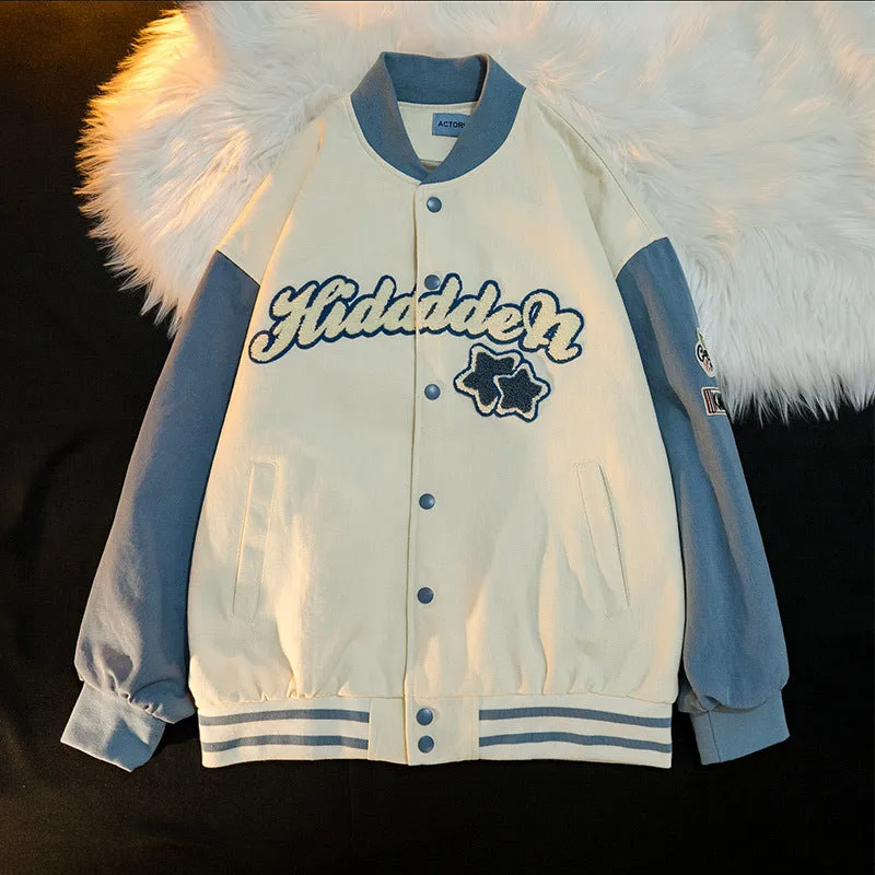 Alaska Varsity Jacket Vintage Baseball Uniform for Men Loose Jacket Coat Spring and Autumn