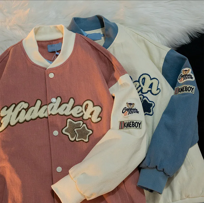 Alaska Varsity Jacket Vintage Baseball Uniform for Men Loose Jacket Coat Spring and Autumn