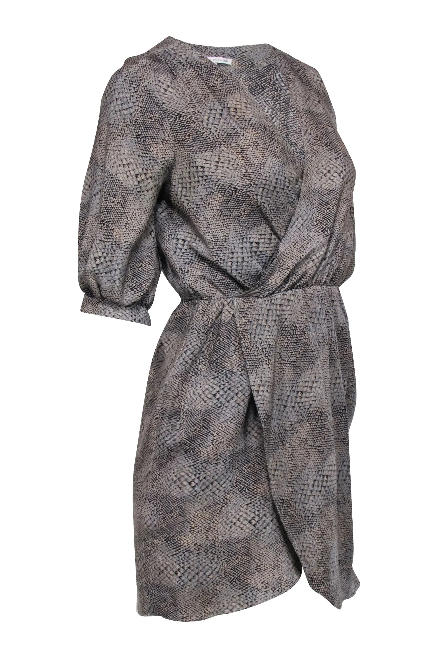 Amanda Uprichard - Grey & Tan Snake Print Silk Dress Sz S