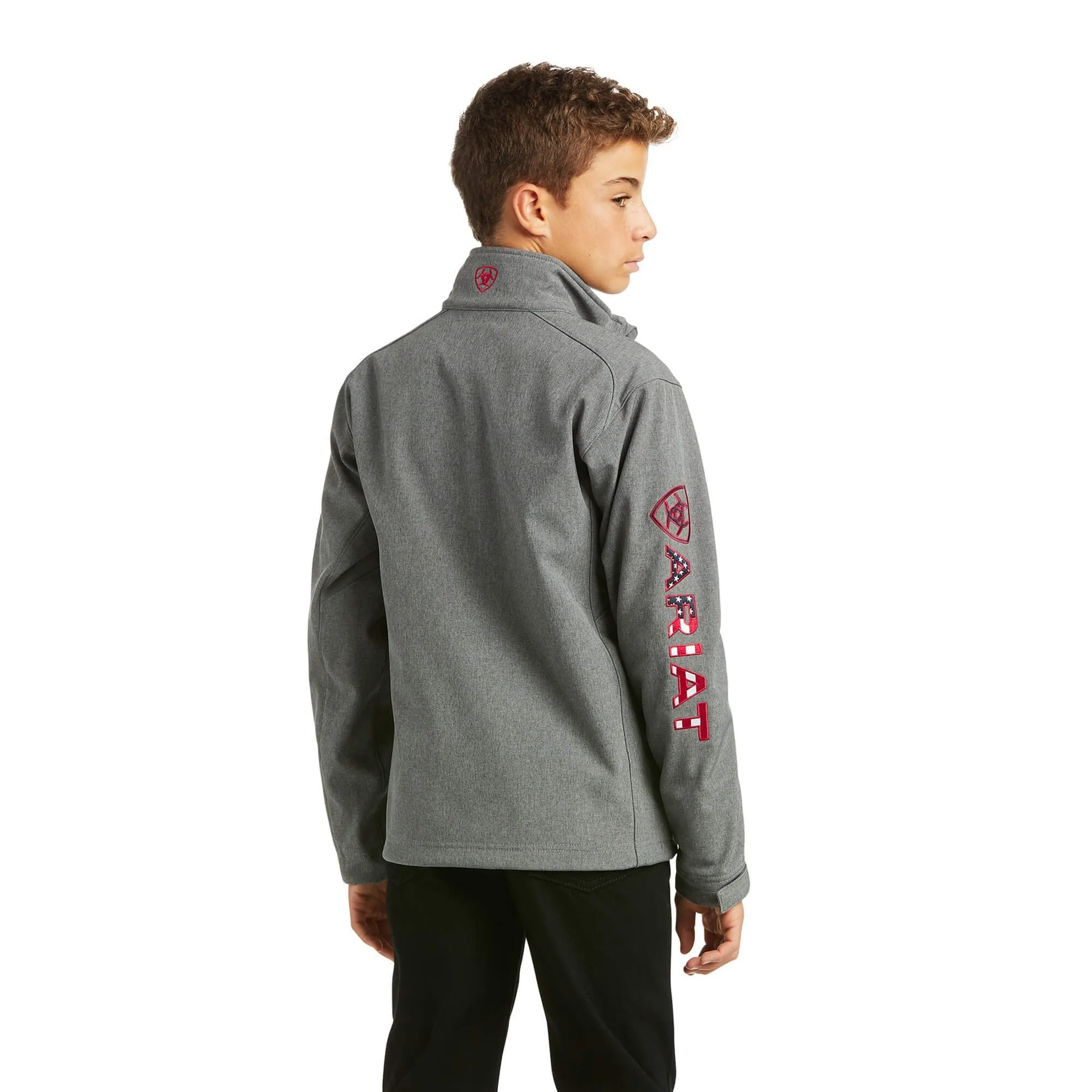 Ariat Kids' Logo 2.0 Softshell Jacket, Charcoal/Americana