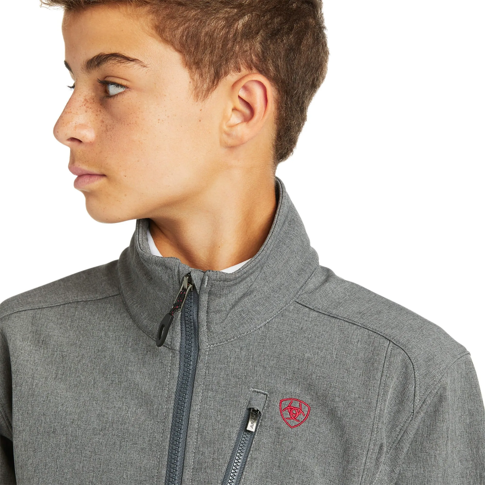 Ariat Kids' Logo 2.0 Softshell Jacket, Charcoal/Americana