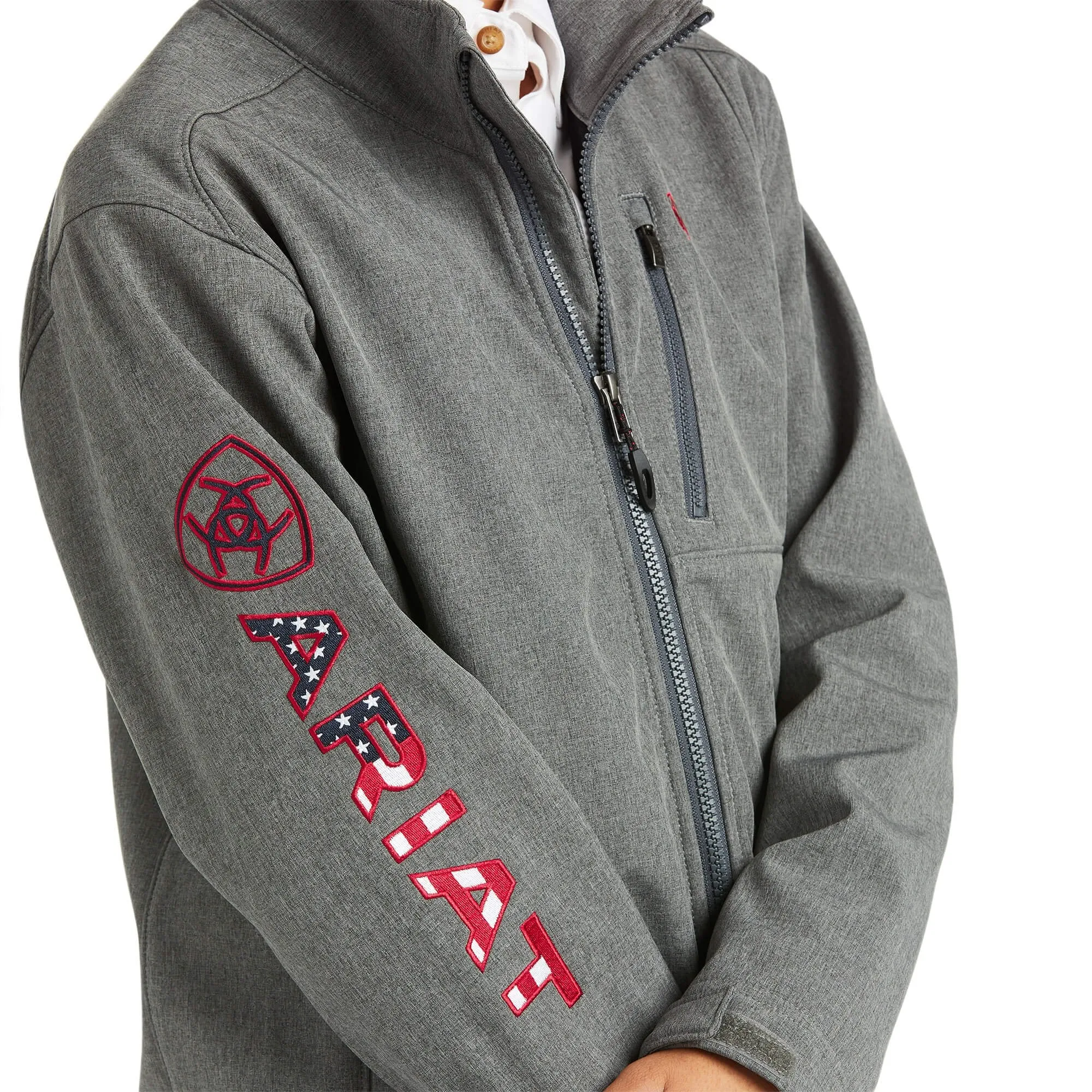 Ariat Kids' Logo 2.0 Softshell Jacket, Charcoal/Americana