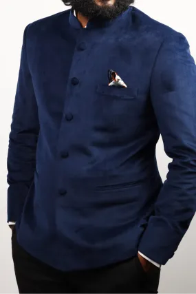 Blue Crude - Bandhgala Designer Men's Jacket by Hilo Designs