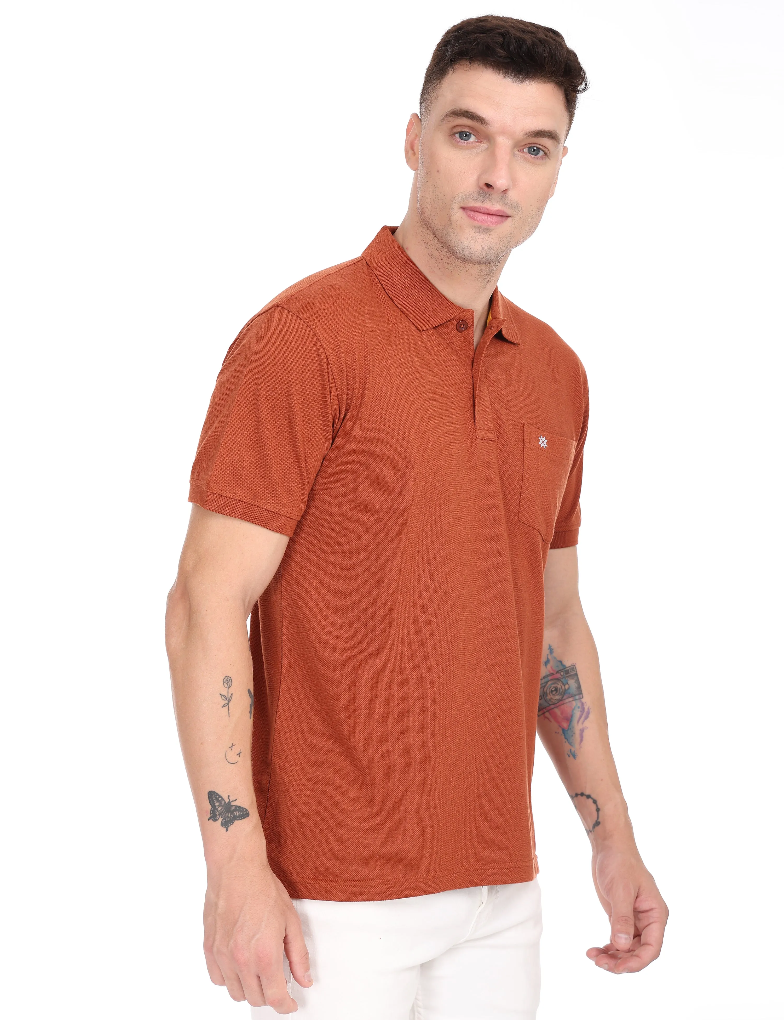 Coral Mustard Colour T-shirt - 7006
