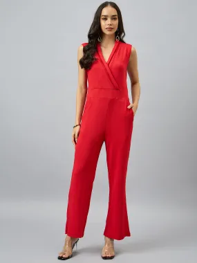 Crimson Chic Sleeveless Jumpsuit