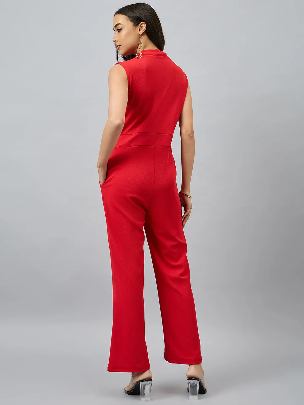 Crimson Chic Sleeveless Jumpsuit
