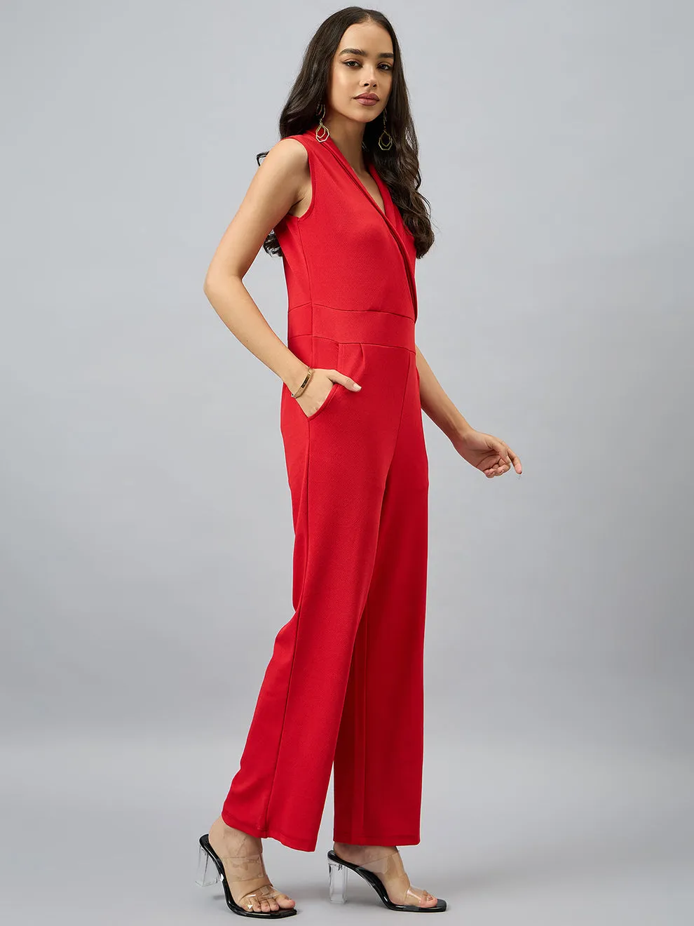 Crimson Chic Sleeveless Jumpsuit