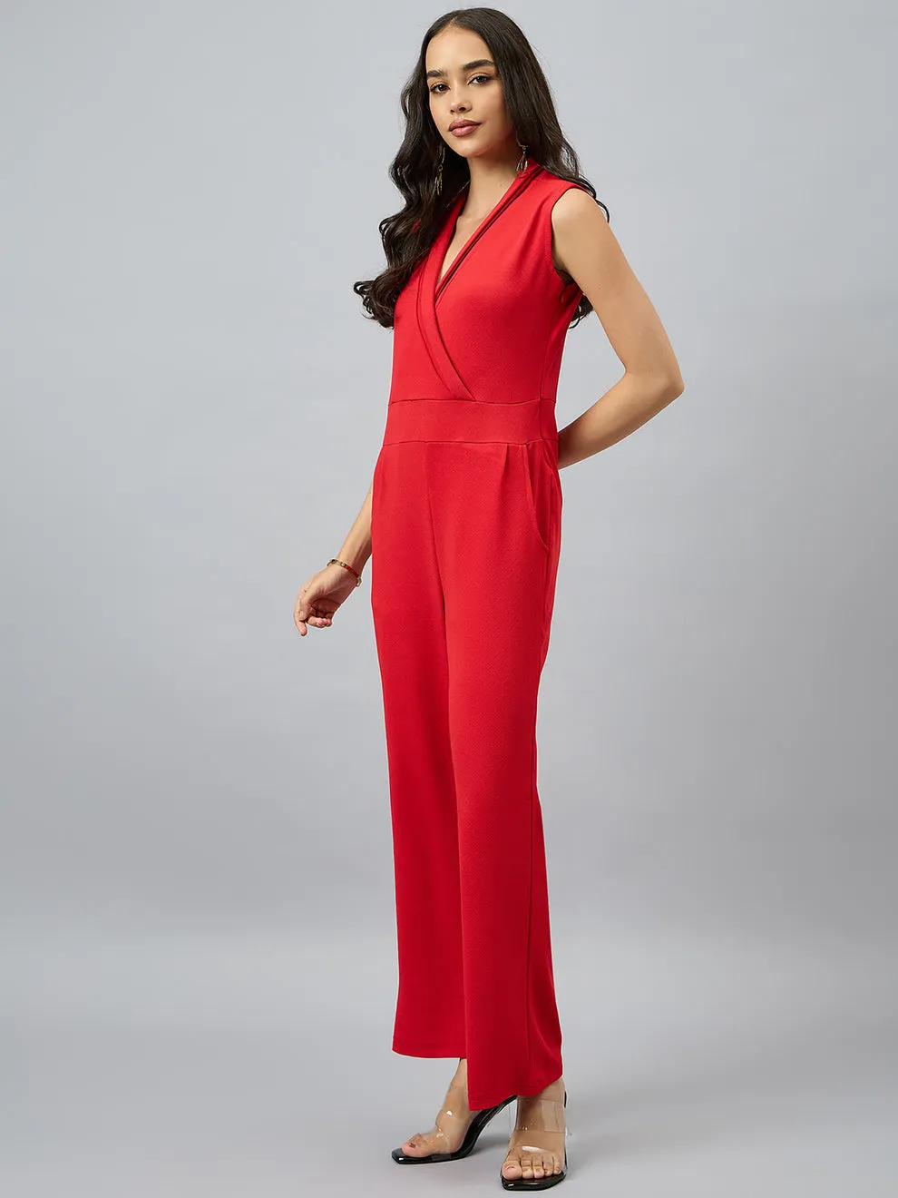 Crimson Chic Sleeveless Jumpsuit
