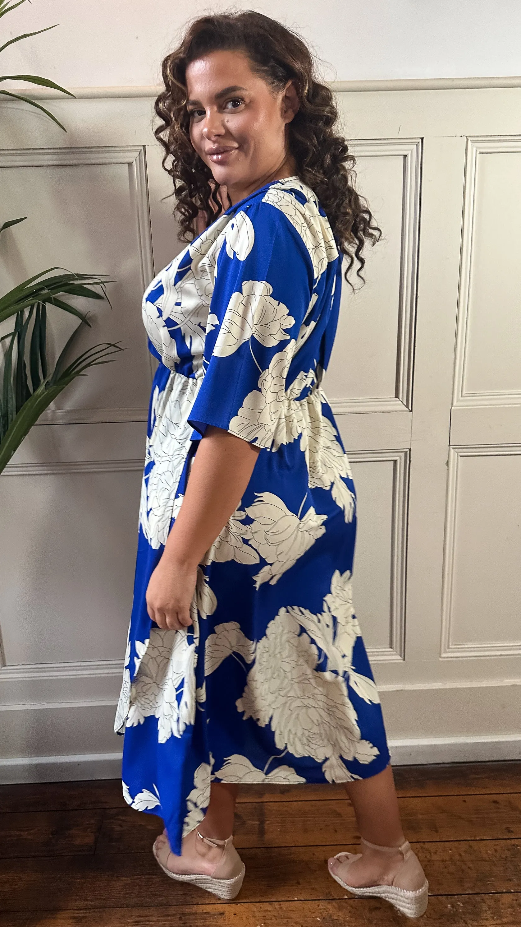 CurveWow Wrap Dress Cobalt Blue Floral