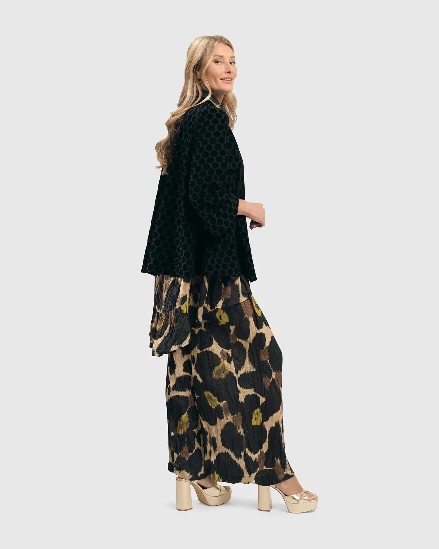 Dot Flocked Swing Jacket, Black