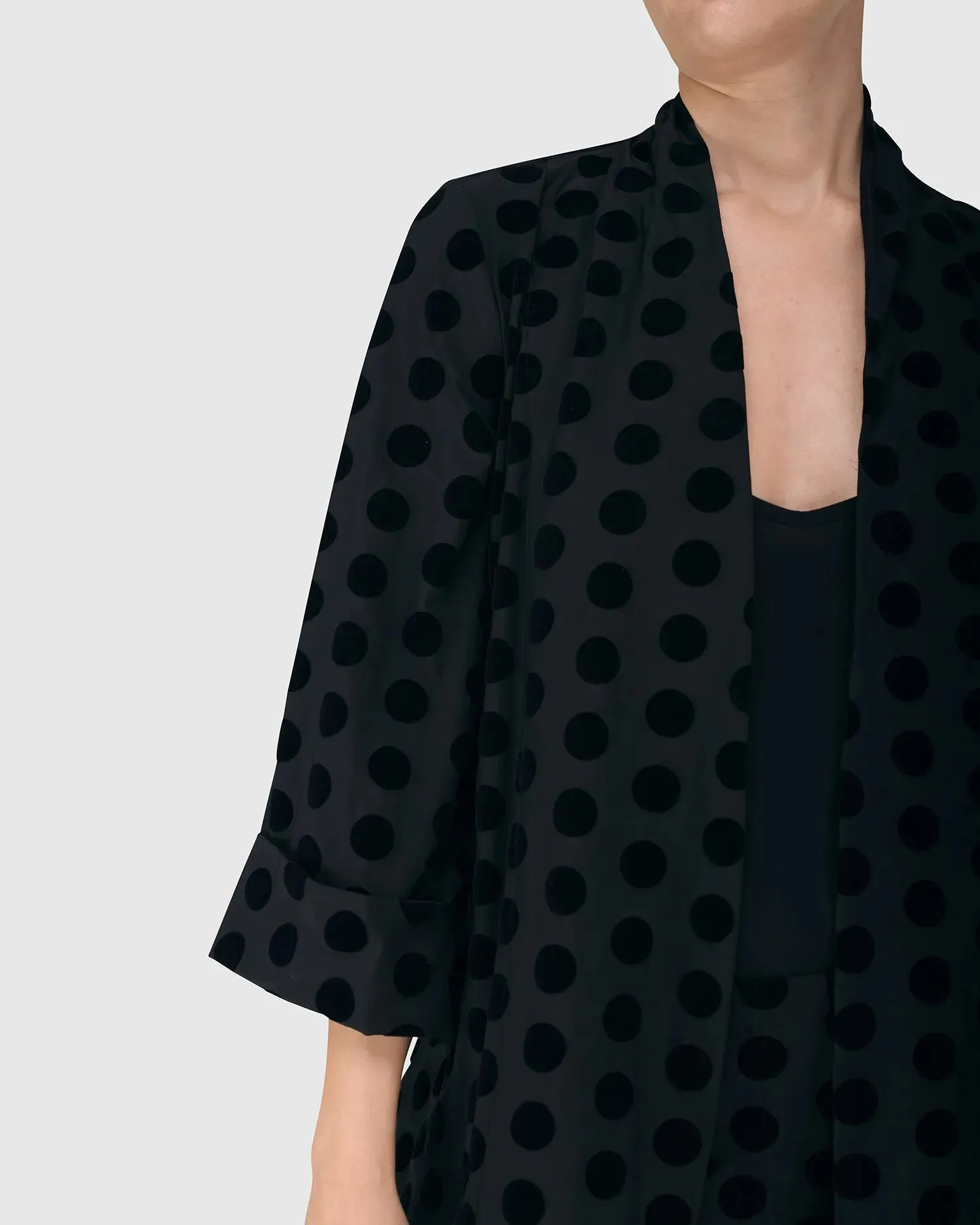 Dot Flocked Swing Jacket, Black