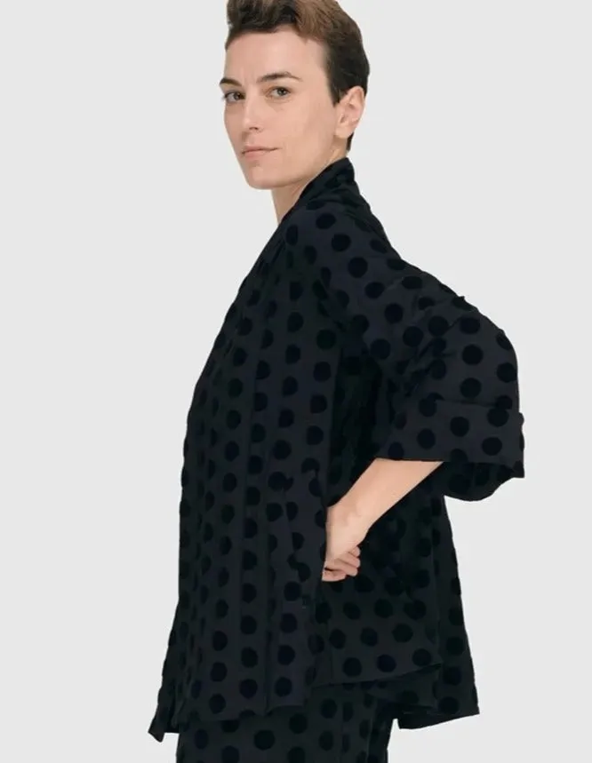 Dot Flocked Swing Jacket, Black