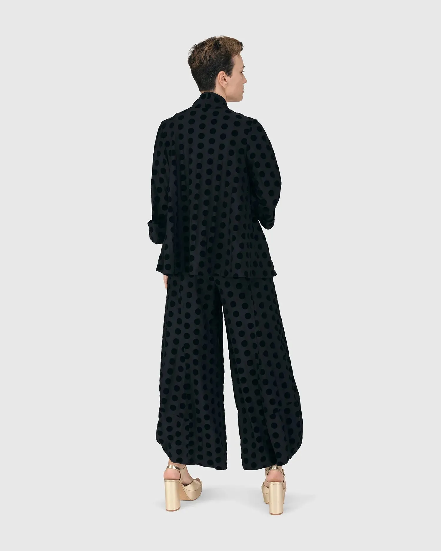 Dot Flocked Swing Jacket, Black