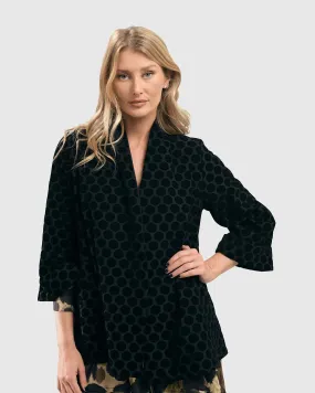 Dot Flocked Swing Jacket, Black