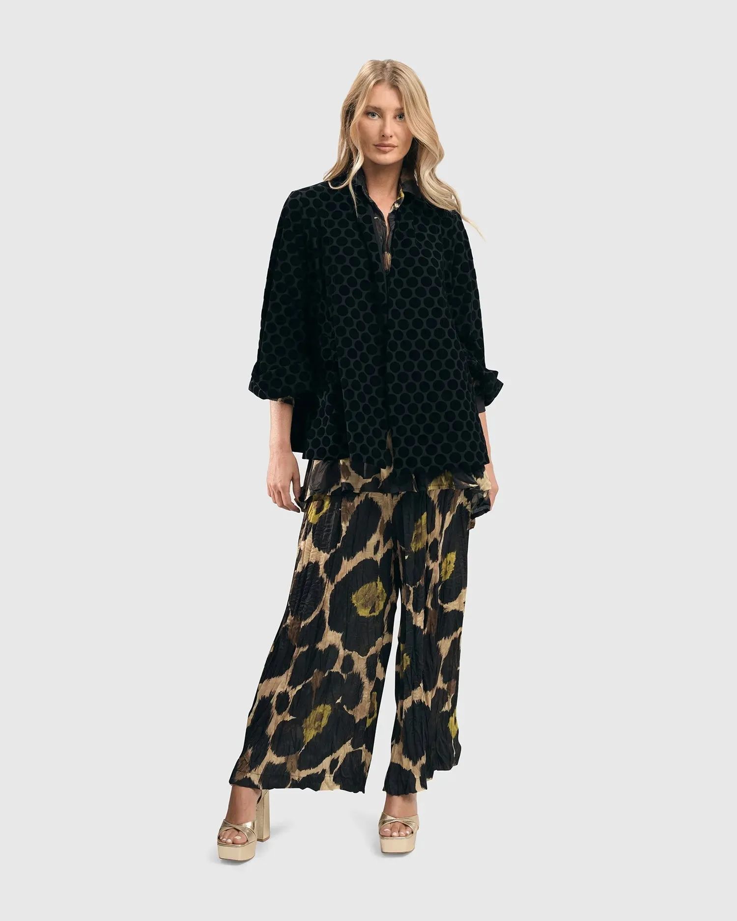 Dot Flocked Swing Jacket, Black