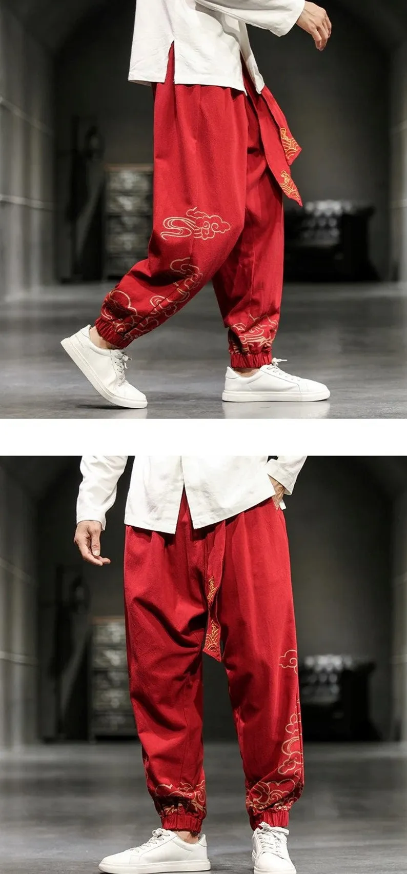 Embroidered Baggy Harem Pants