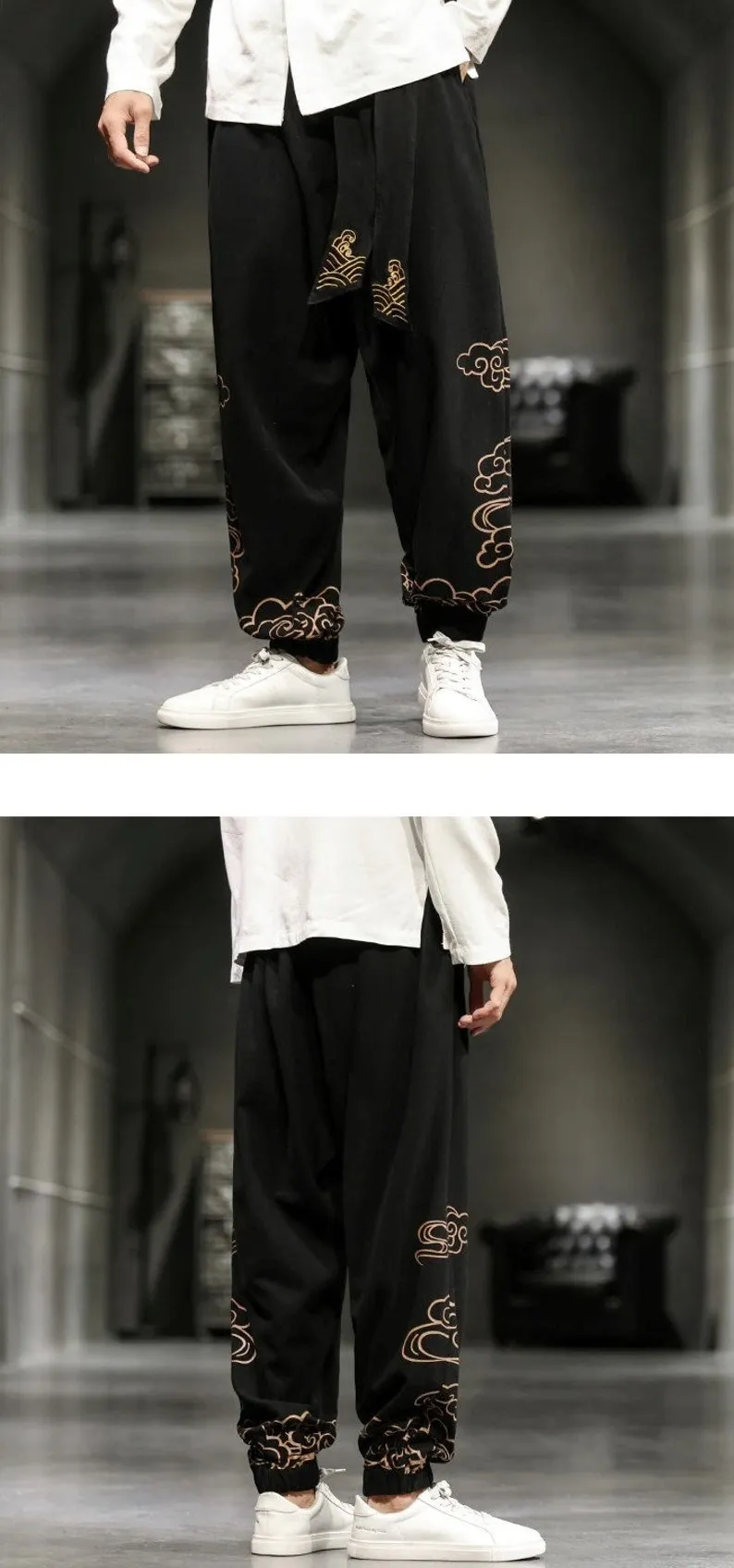 Embroidered Baggy Harem Pants