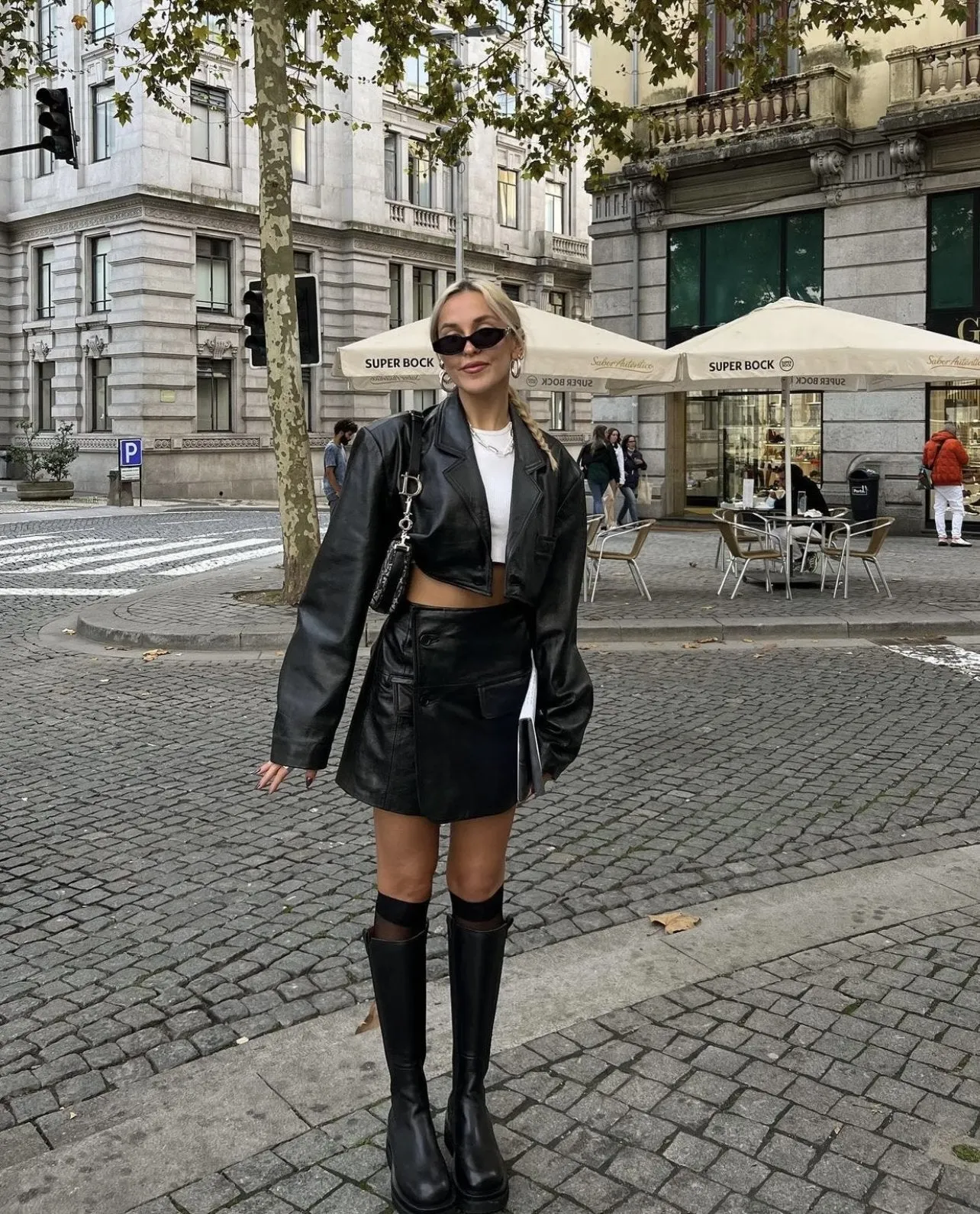 Fashionkova suede jacket INS Blogger Style Hot Girl Personalized Suit Leather Skirt Suit Women's Autumn New Short Suit Jacket  Skirt