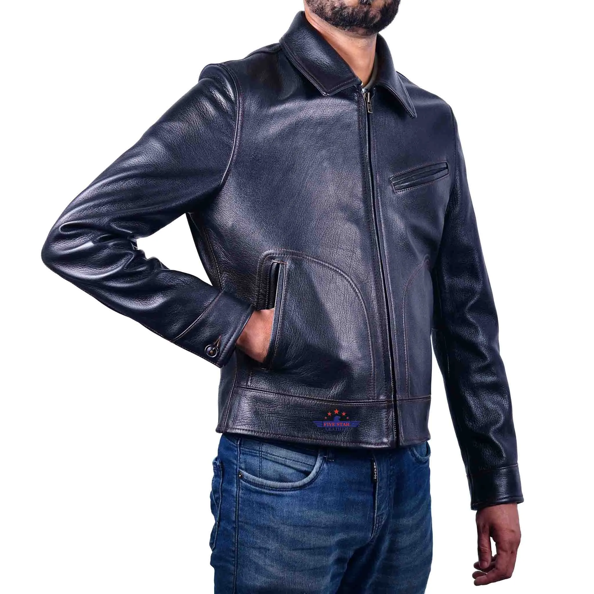 FIVESTAR LEATHER ROAD MASTER RIDER'S JACKET MEN BLACK