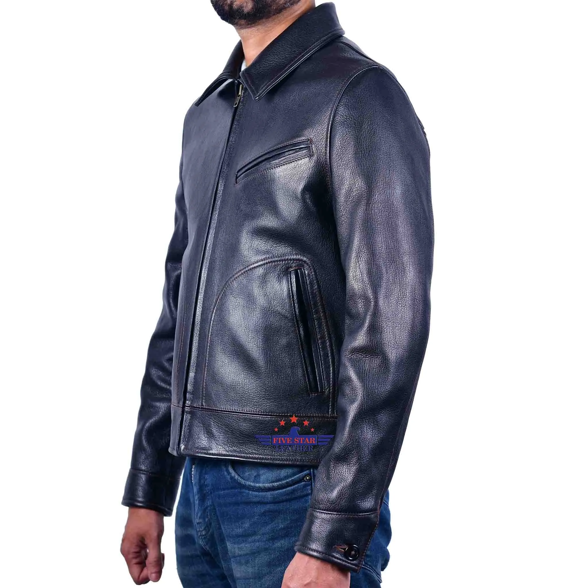FIVESTAR LEATHER ROAD MASTER RIDER'S JACKET MEN BLACK