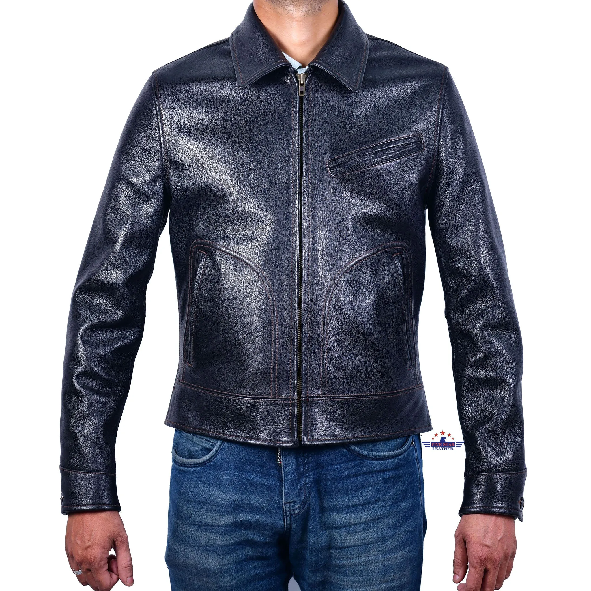 FIVESTAR LEATHER ROAD MASTER RIDER'S JACKET MEN BLACK