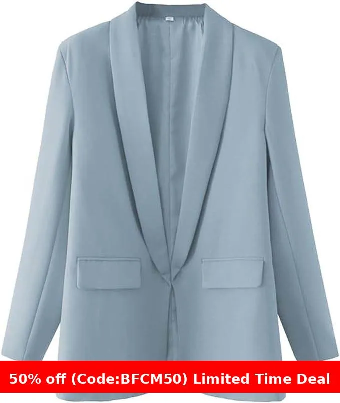 Flytonnshop business casual outfits Middle East Long-Sleeved Women's Clothing Autumn and Winter Solid Color Lapel Small Suit Temperament Commuter Jacket