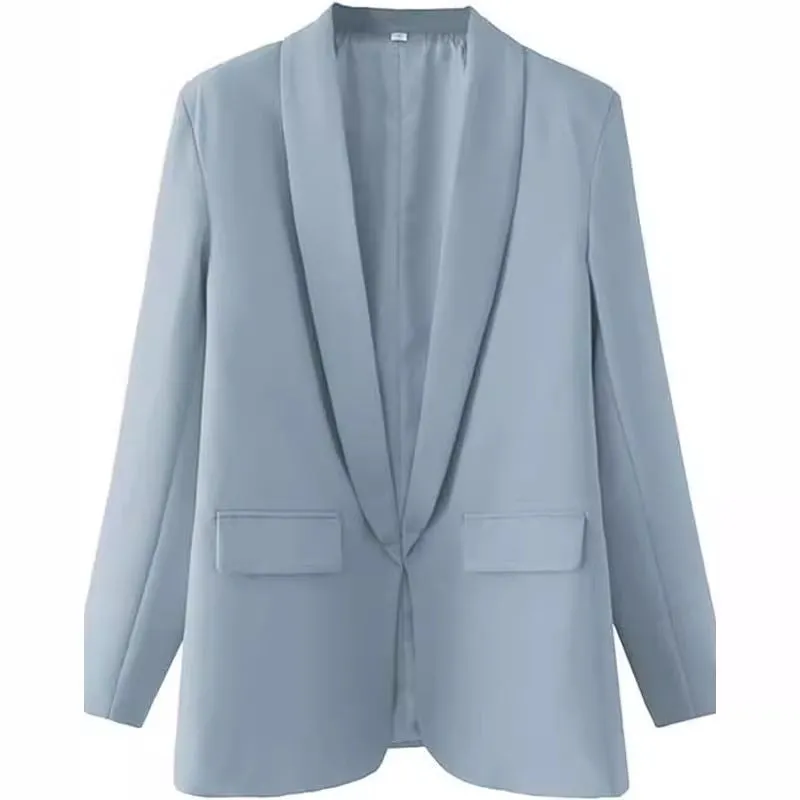 Flytonnshop business casual outfits Middle East Long-Sleeved Women's Clothing Autumn and Winter Solid Color Lapel Small Suit Temperament Commuter Jacket