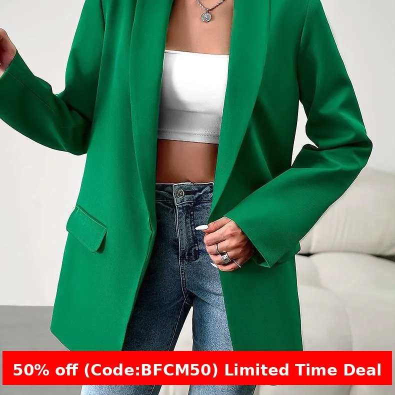 Flytonnshop business casual outfits Middle East Long-Sleeved Women's Clothing Autumn and Winter Solid Color Lapel Small Suit Temperament Commuter Jacket