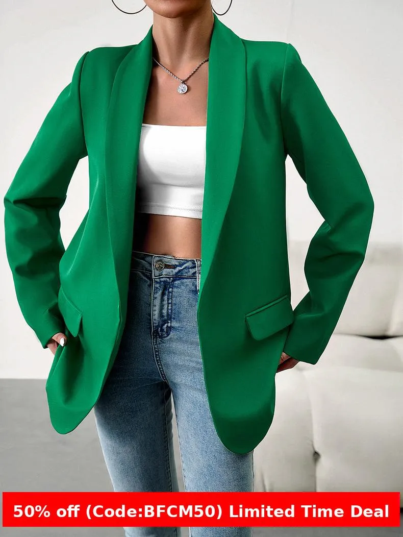 Flytonnshop business casual outfits Middle East Long-Sleeved Women's Clothing Autumn and Winter Solid Color Lapel Small Suit Temperament Commuter Jacket