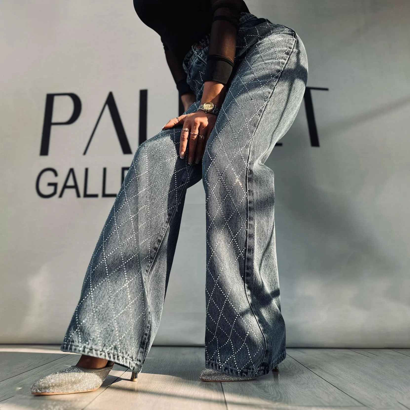 Girlary-shop barn jacket outfits Hot Girl Low Waist Mesh Diamond-Embedded Micro-Pull Denim Trousers Street Style Trendy Slimming All-Match Jeans for Women