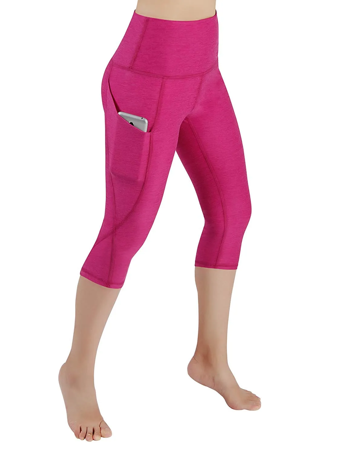 High Waist Out Pocket Yoga Pants Tummy Control Workout Running  Leggings Black