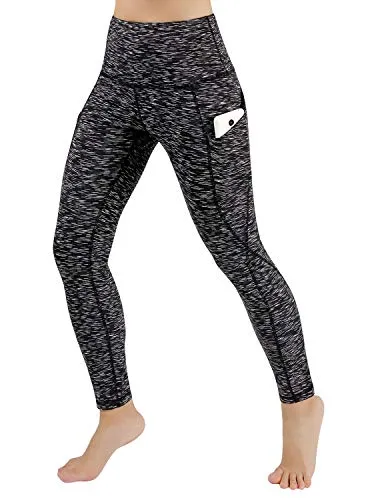High Waist Out Pocket Yoga Pants Tummy Control Workout Running  Leggings Black