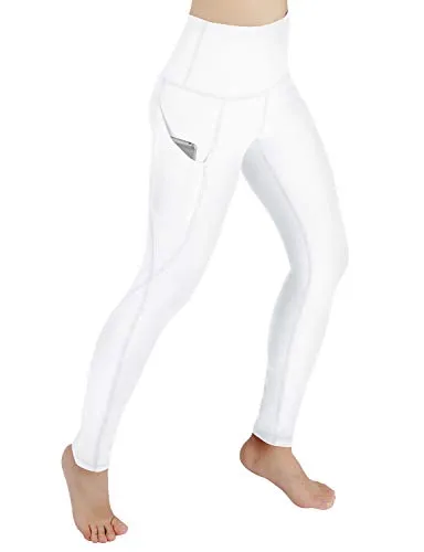 High Waist Out Pocket Yoga Pants Tummy Control Workout Running  Leggings Black