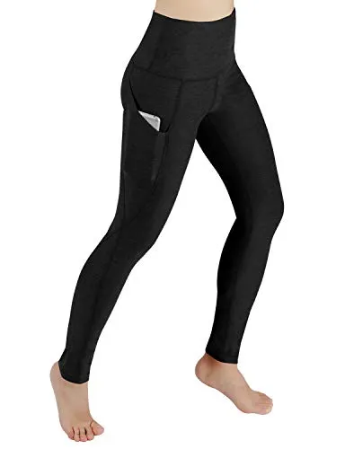 High Waist Out Pocket Yoga Pants Tummy Control Workout Running  Leggings Black