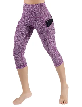 High Waist Out Pocket Yoga Pants Tummy Control Workout Running  Leggings Black