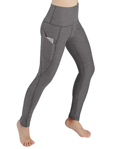 High Waist Out Pocket Yoga Pants Tummy Control Workout Running  Leggings Black
