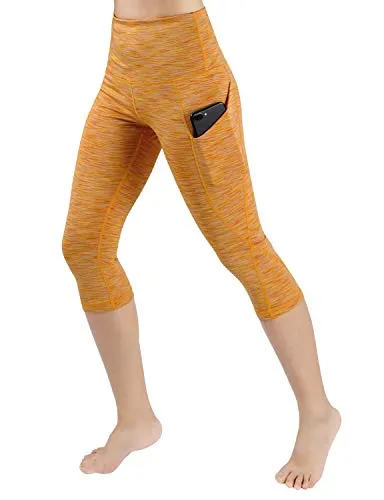High Waist Out Pocket Yoga Pants Tummy Control Workout Running  Leggings Black