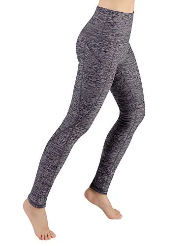 High Waist Out Pocket Yoga Pants Tummy Control Workout Running  Leggings Black