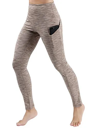 High Waist Out Pocket Yoga Pants Tummy Control Workout Running  Leggings Black