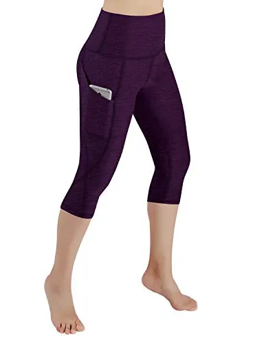 High Waist Out Pocket Yoga Pants Tummy Control Workout Running  Leggings Black