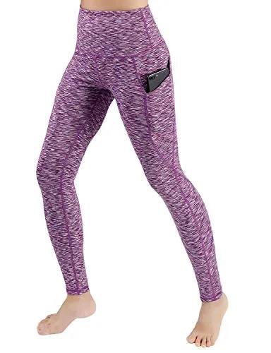 High Waist Out Pocket Yoga Pants Tummy Control Workout Running  Leggings Black
