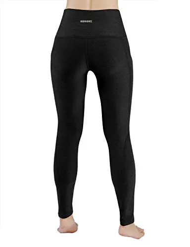 High Waist Out Pocket Yoga Pants Tummy Control Workout Running  Leggings Black