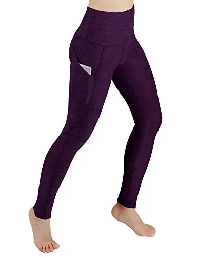 High Waist Out Pocket Yoga Pants Tummy Control Workout Running  Leggings Black