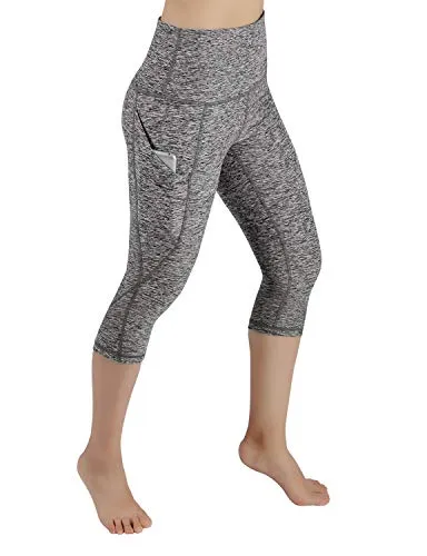 High Waist Out Pocket Yoga Pants Tummy Control Workout Running  Leggings Black